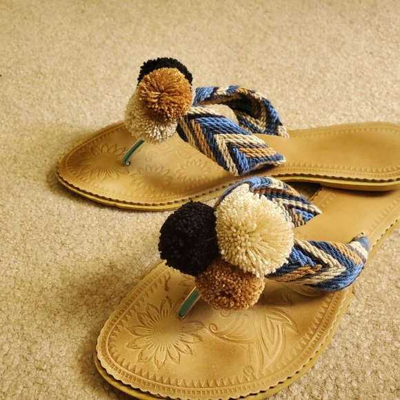 Koko Katico Pom Pom Embroidered Sandals/Flip Flop - Picture 2 of 3